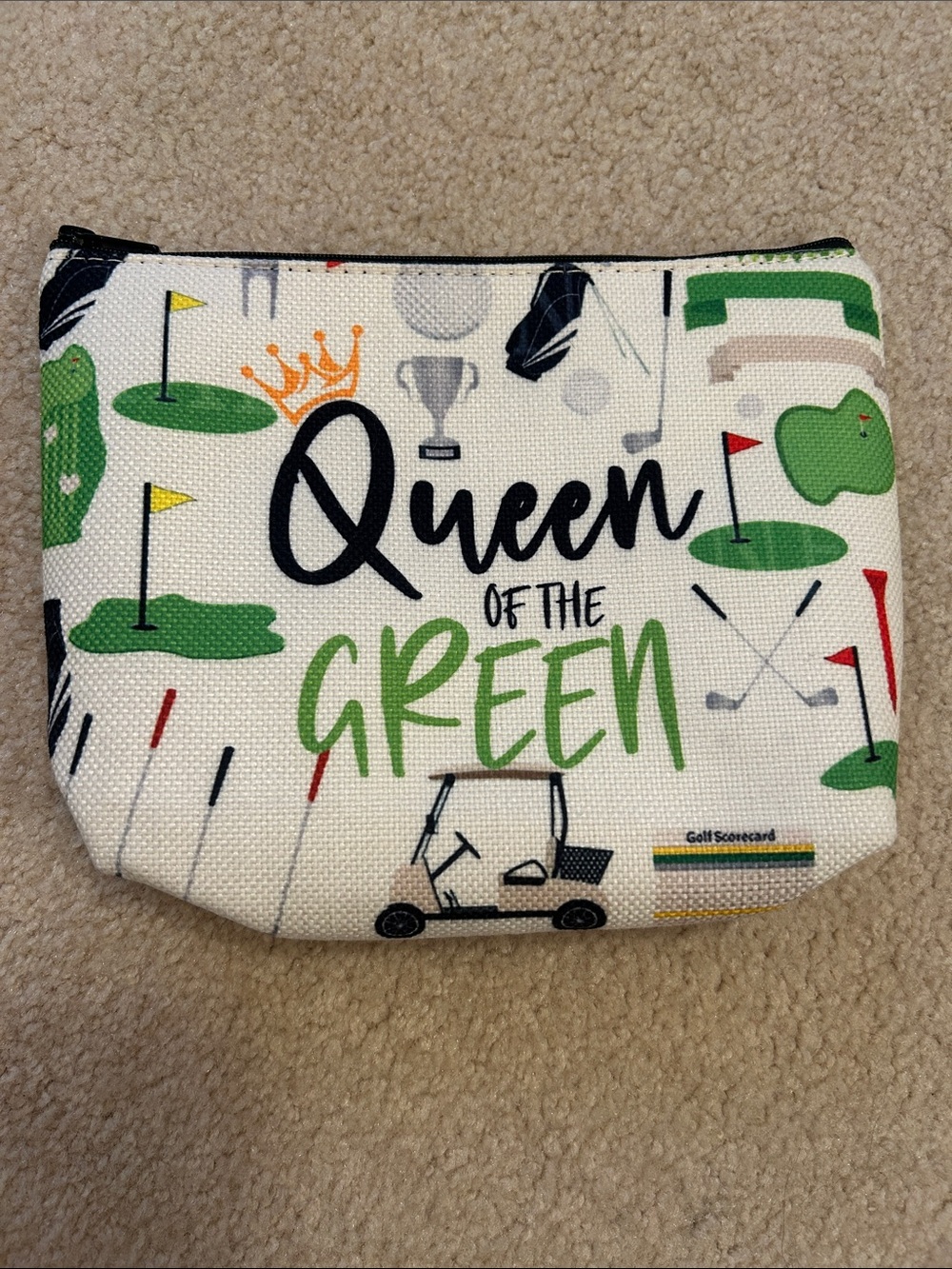 Queen of the Green Golf Cosmetic Bag - White/Green